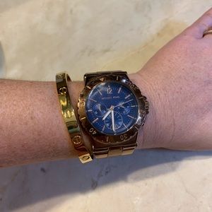 Michael kors navy and rose gold watch